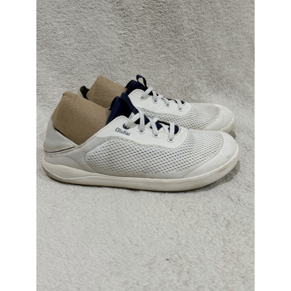 Olukai Moku Pae Mens US 8.5 Boat Shoes Bright White Pacifica Sneaker 10472-WBHF